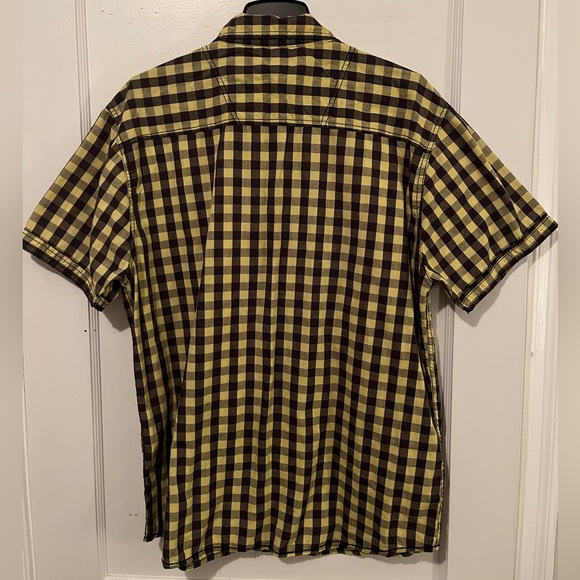 yellow & black checkered short sleeve button down - Picture 3 of 4